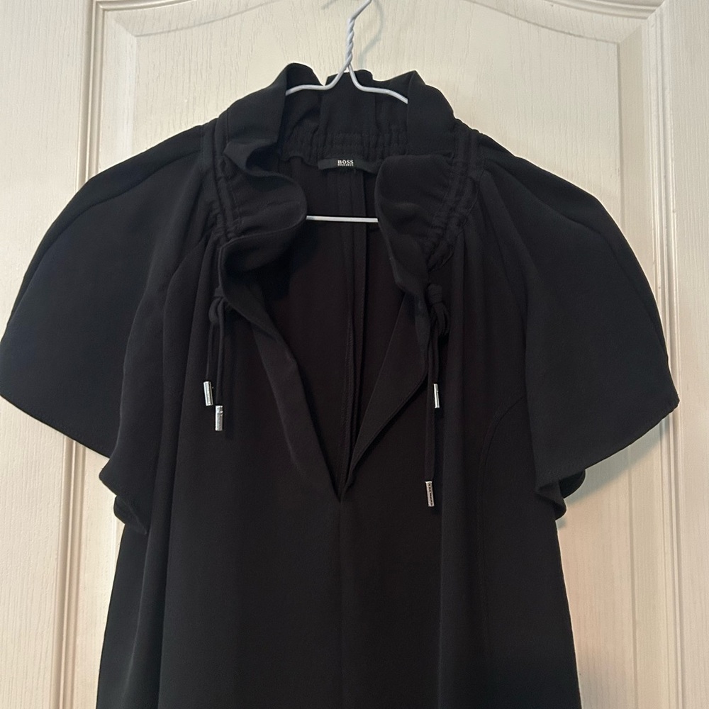 Hugo Boss Elegant Black Dress with Ties at Neck - Picture 2 of 12